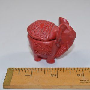 Vintage Chinese Red Carved Cinnabar Elephant Box